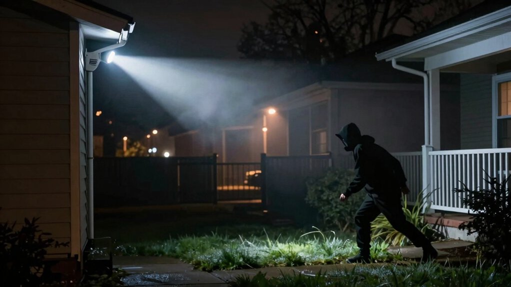 motion sensors trigger deterrent lighting